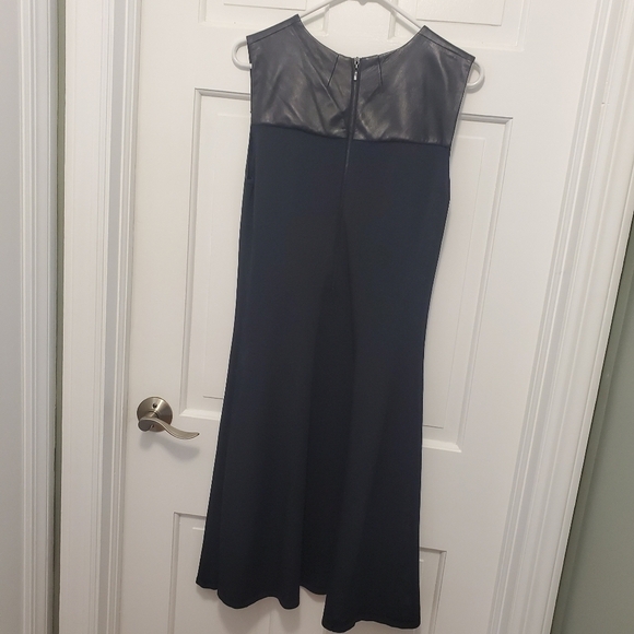 EC Classiques Entier Leather Trim Fit and flare Stretchy Jersey Knit Dress Med. - Picture 10 of 11